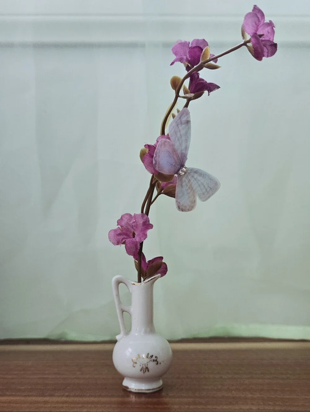 Vintage Occupied Japan Porcelain Miniature Pitcher Ewer Floral Pattern